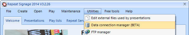 Repeat Signage data connection manager