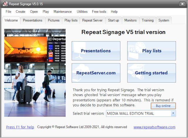 Repeat Signage Media Wall software
