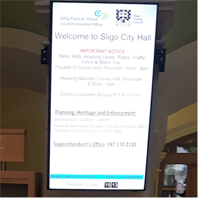 Digital signage in Sligo, Ireland